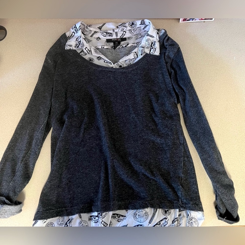 Style & Co petite sweater with fake collar